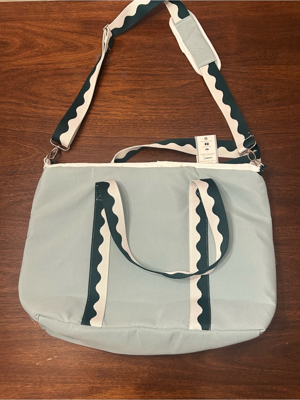 Seafoam Green Canvas Cooler Tote with Dark Teal Trim by blushhouse pleasures - Picture 4 of 6